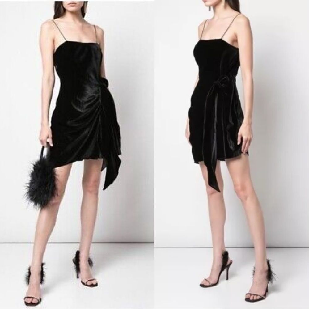 NWT Cinq á Sept Kiki Mini Black Dress Velvet Size 2